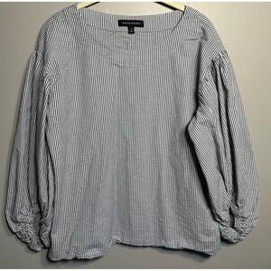Banana Republic Top Womens S Seersucker Striped Peasant Boho Artsy Stretch
